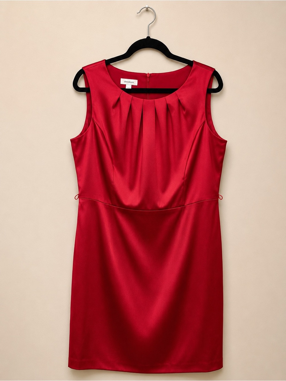 Dress Barn Red Sleeveless Pleated Sheath Dress